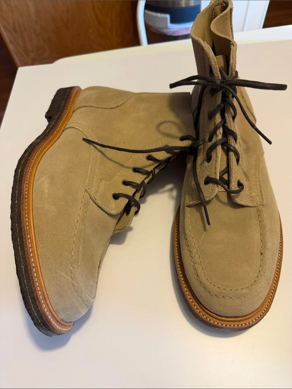 Todd Snyder Men's Tan Suede Lace-Up Moc Toe Boots Sz 12.5. New/Scuffs. Bag8